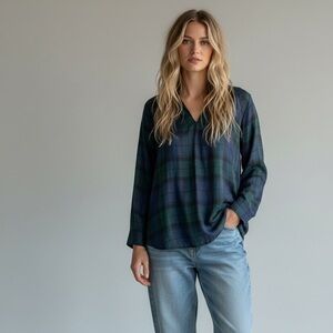 Womens AnnTaylor Loft Preppy Softened plaid Tunic Small